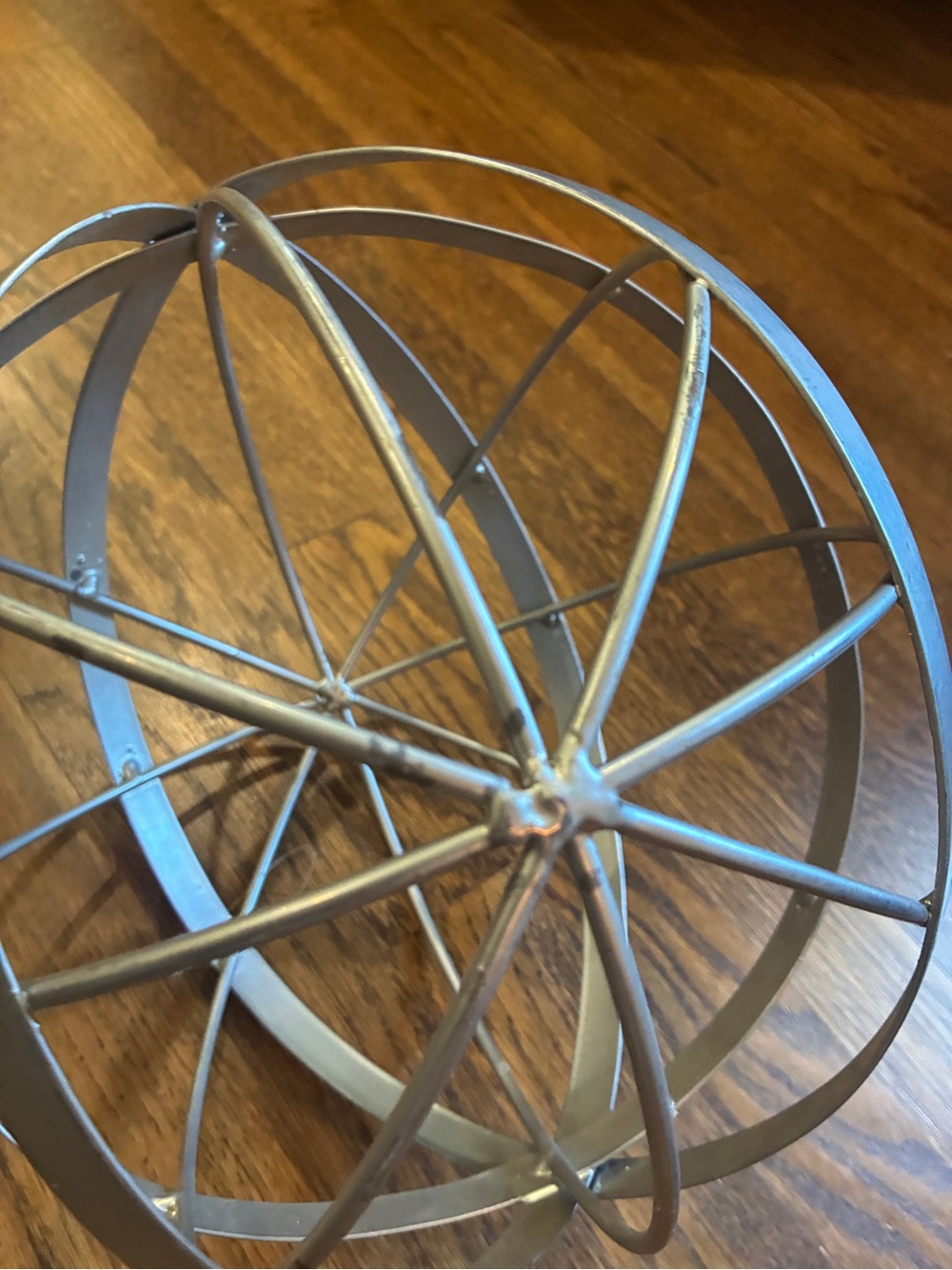 12” Silver Metal Orb sculpture Armillary Sphere Decorative Globe Accent